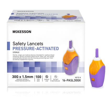 McKesson Safety Lancet 30 Gauge Retractable Pressure Activated Finger (1217983_CS)