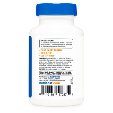 nutricost® Dietary Supplement Berberine 600 mg Strength Capsule 60 Per Bottle (1270245_BT)