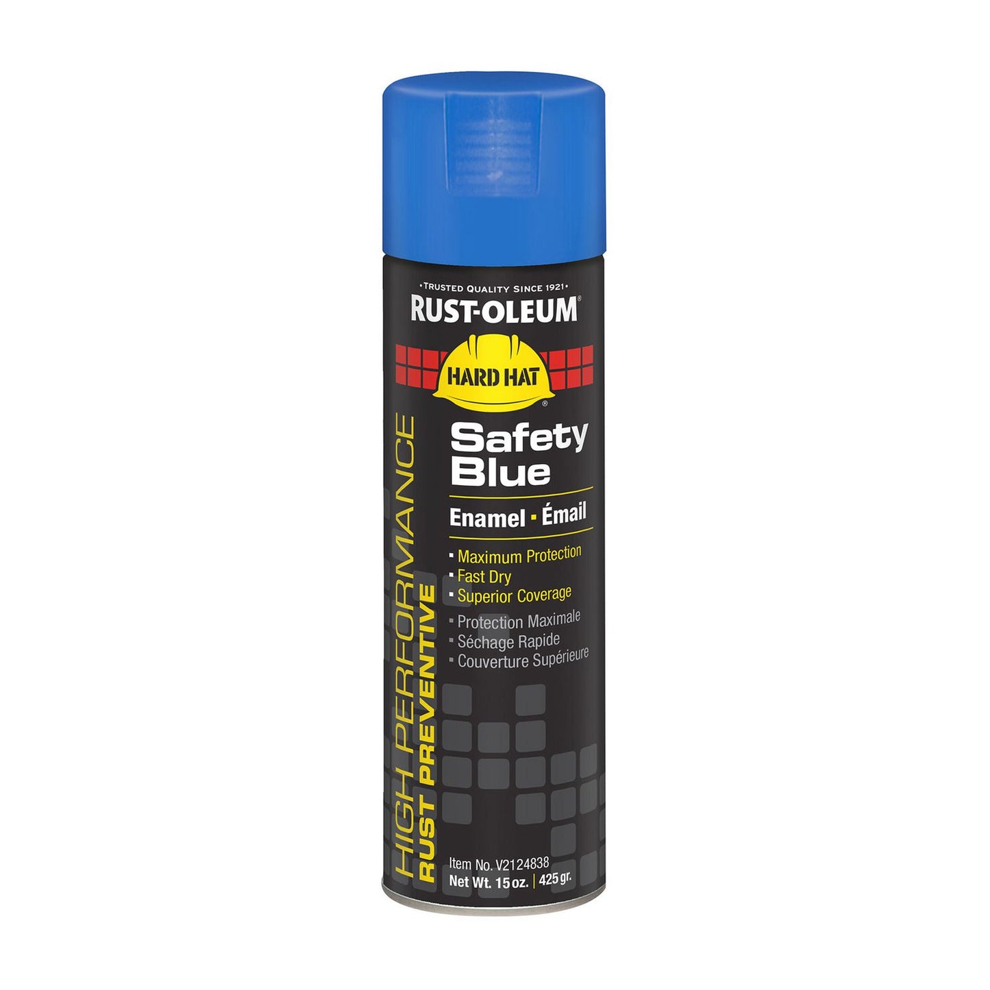 Rust-Oleum® Hard Hat High Performance V2100 System Rust Preventive Enamel Spray Paint, Gloss Safety Blue, 15 oz Aerosol Can, 6/Carton (RSTV2124838CT)