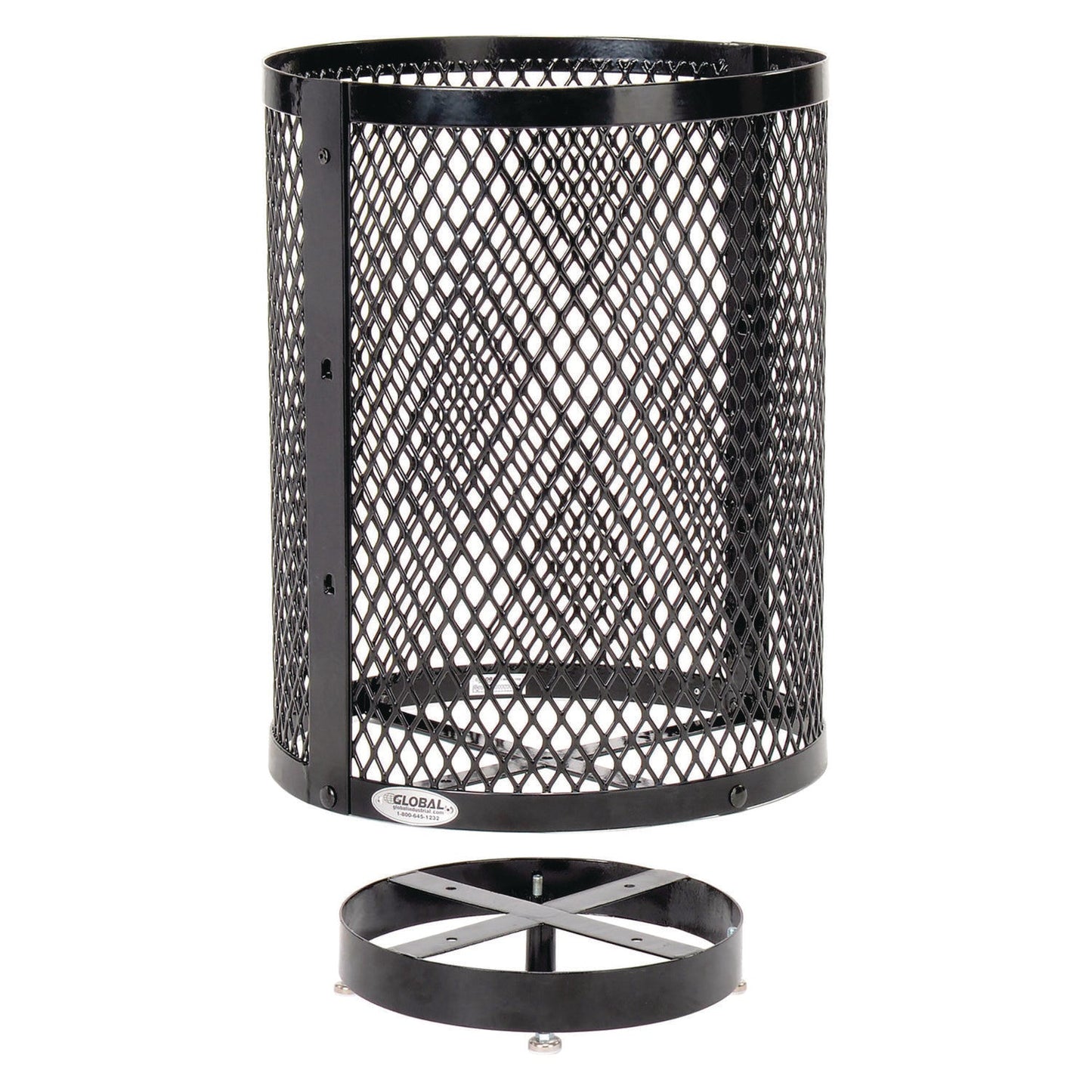 global-industrial-outdoor-diamond-steel-trash-can-with-base-36-gal-black-gbe261948bkd_2