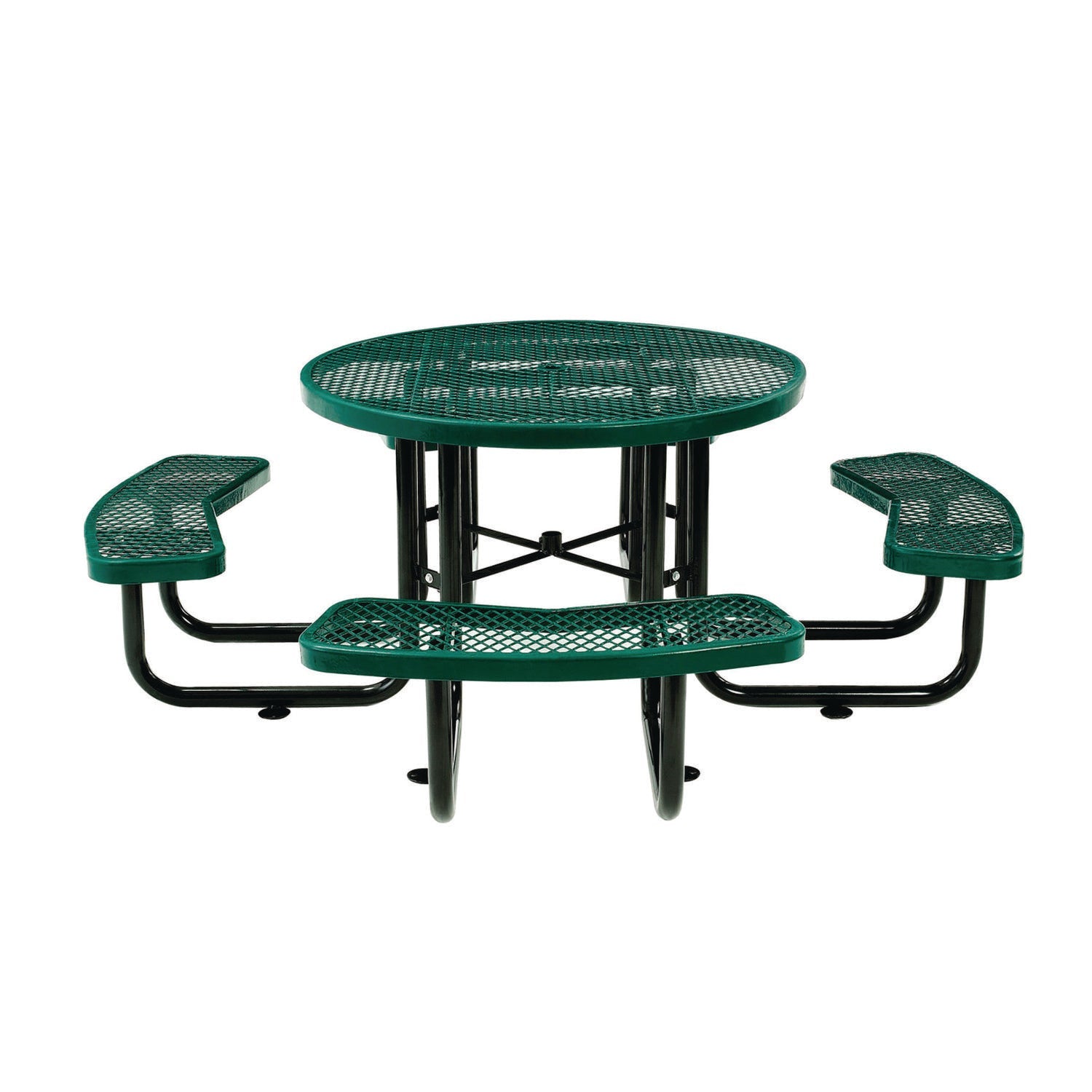 global-industrial-expanded-steel-picnic-table-round-46-dia-x-29-5h-green-top-green-base-legs-gbe277150gn_2
