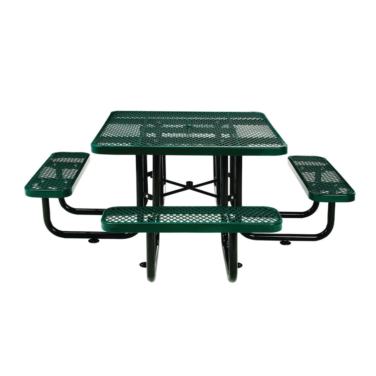 global-industrial-expanded-steel-picnic-table-square-81-x-81-x-29-5-green-top-green-base-legs-gbe277151gn_3
