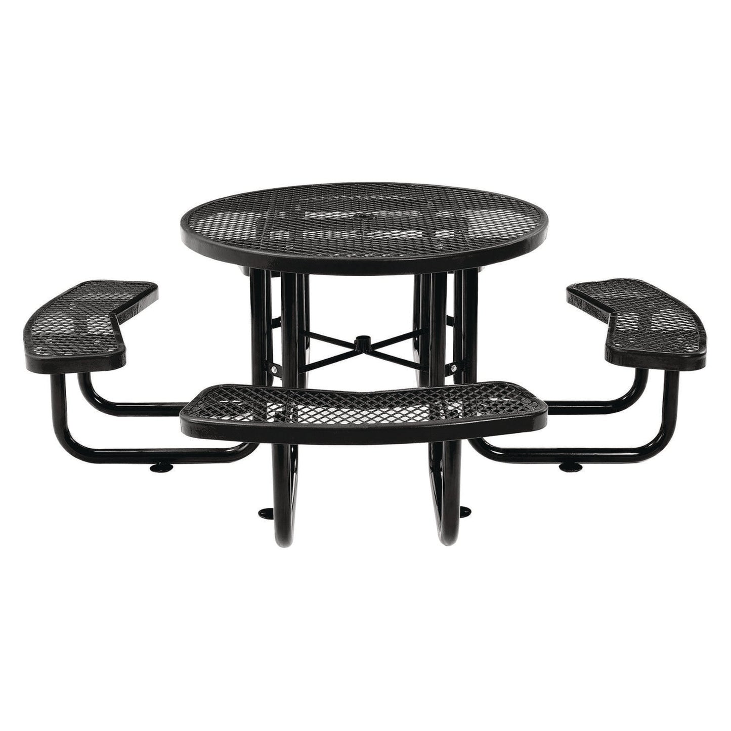global-industrial-expanded-steel-picnic-table-round-46-dia-x-29-5h-black-top-black-base-legs-gbe277150bk_4