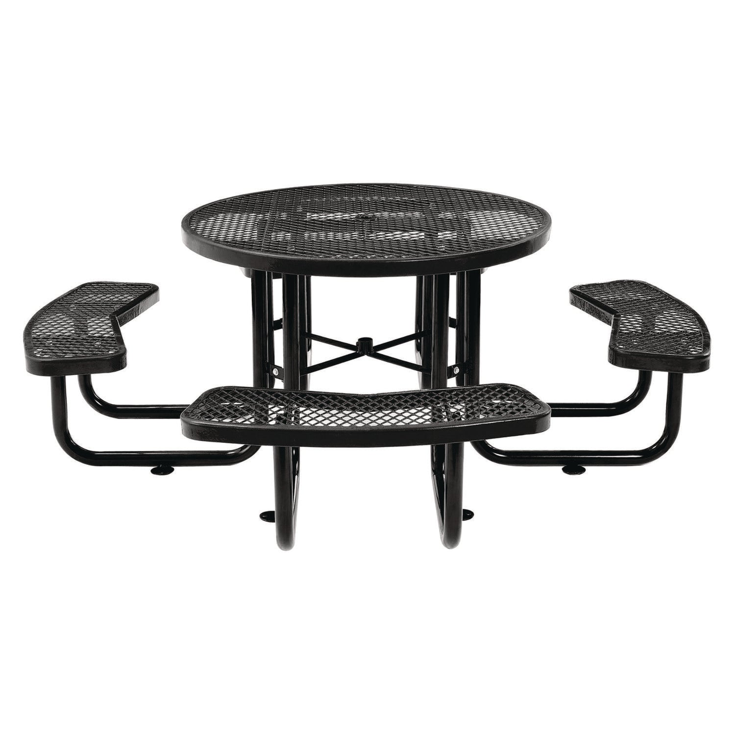 global-industrial-expanded-steel-picnic-table-round-46-dia-x-29-5h-black-top-black-base-legs-gbe277150bk_4