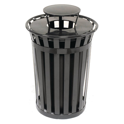 global-industrial-outdoor-slatted-steel-trash-can-rain-bonnet-lid-36-gal-black-gbe260804bk_2
