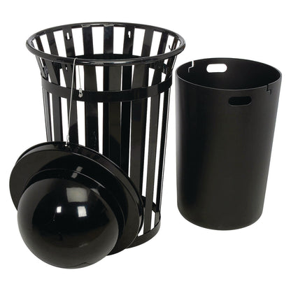 global-industrial-outdoor-slatted-steel-trash-can-dome-lid-36-gal-black-gbe261944bk_3