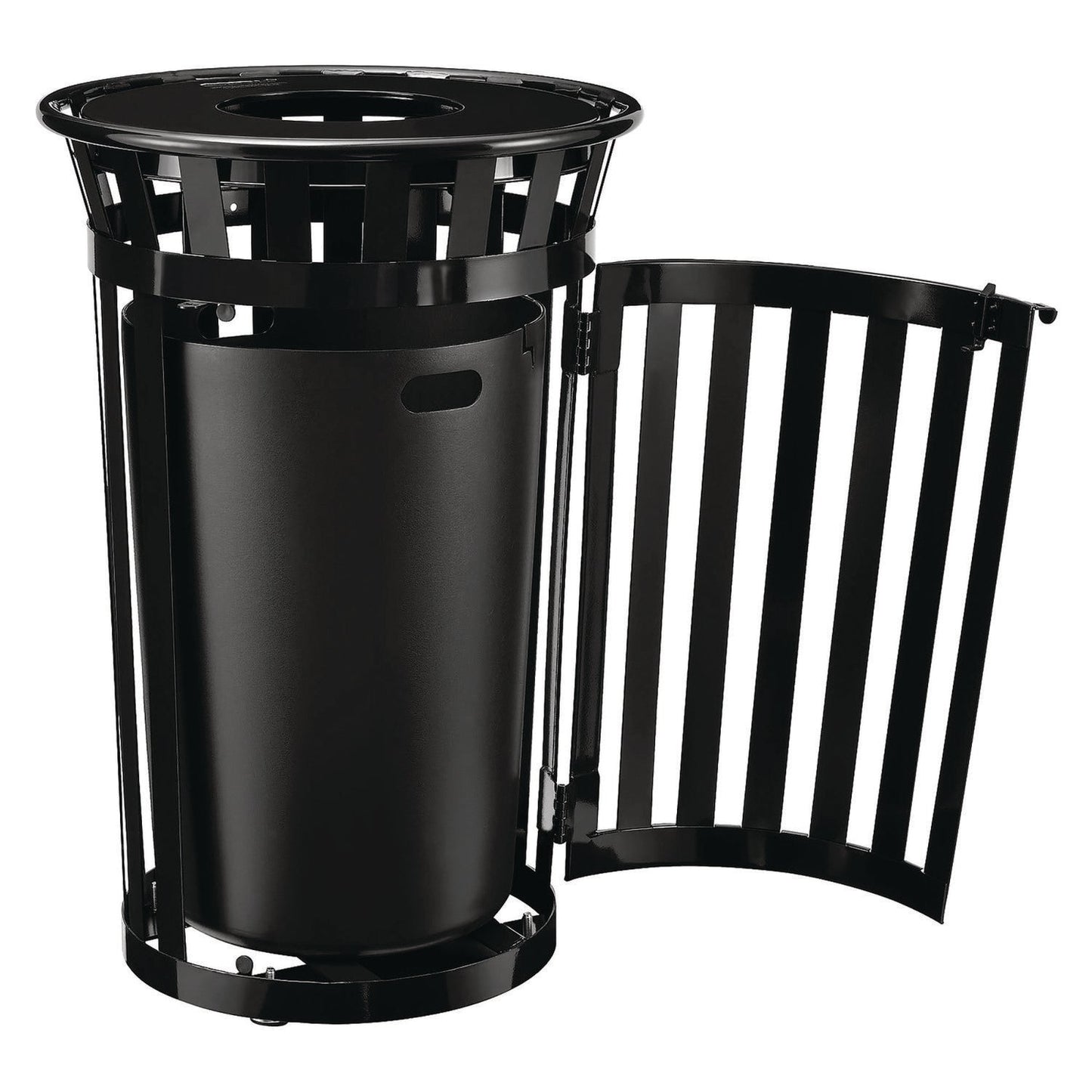 global-industrial-outdoor-slatted-steel-trash-can-with-access-door-36-gal-steel-black-gbe261940bk_2