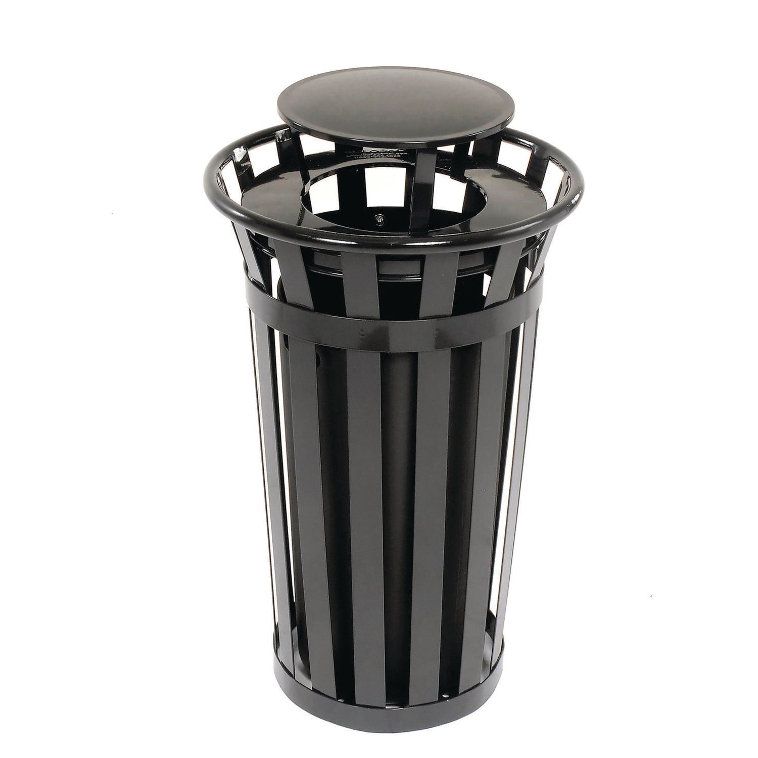 global-industrial-outdoor-slatted-steel-trash-can-rain-bonnet-lid-24-gal-black-gbe260803bk_2