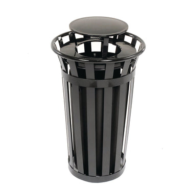 global-industrial-outdoor-slatted-steel-trash-can-rain-bonnet-lid-24-gal-black-gbe260803bk_2