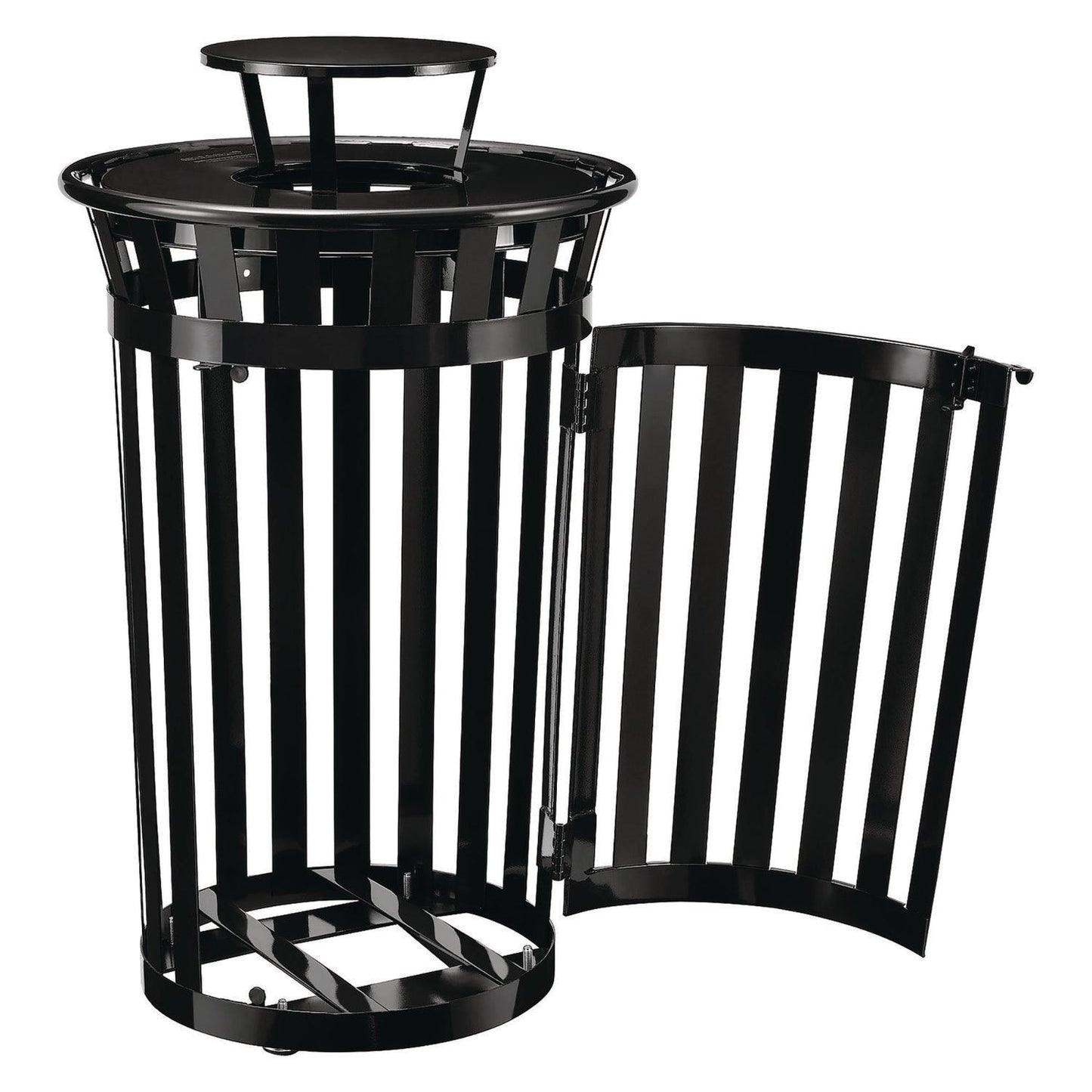 global-industrial-outdoor-slatted-steel-trash-can-with-access-door-and-rain-bonnet-lid-36-gal-black-gbe261941bk_3