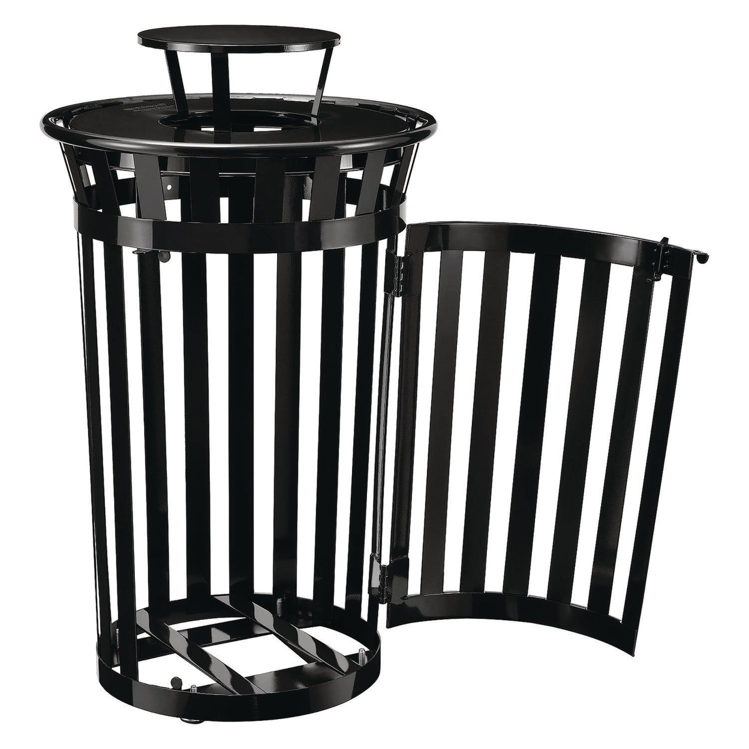 global-industrial-outdoor-slatted-steel-trash-can-with-access-door-and-rain-bonnet-lid-36-gal-black-gbe261941bk_3