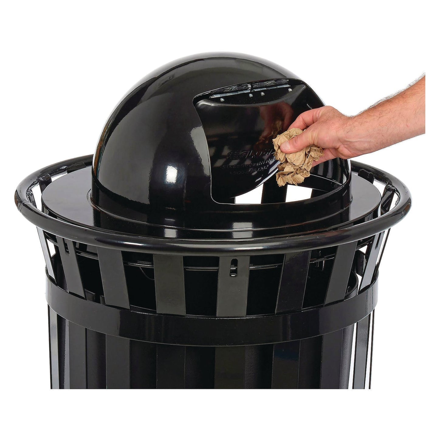 global-industrial-outdoor-slatted-steel-trash-can-dome-lid-36-gal-black-gbe261944bk_4