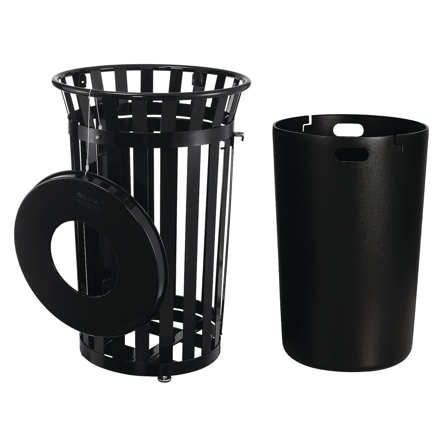 global-industrial-outdoor-slatted-steel-trash-can-with-access-door-36-gal-steel-black-gbe261940bk_3