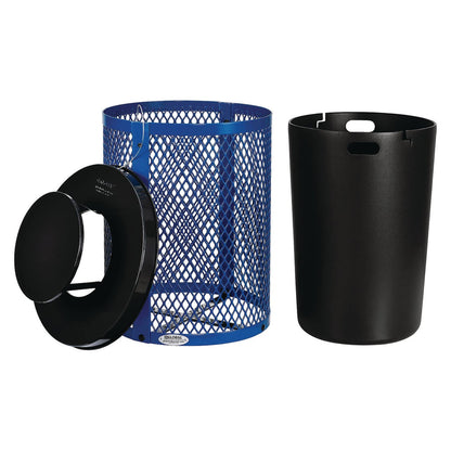 global-industrial-outdoor-diamond-steel-trash-can-rain-bonnet-lid-36-gal-blue-gbe261926bl_4