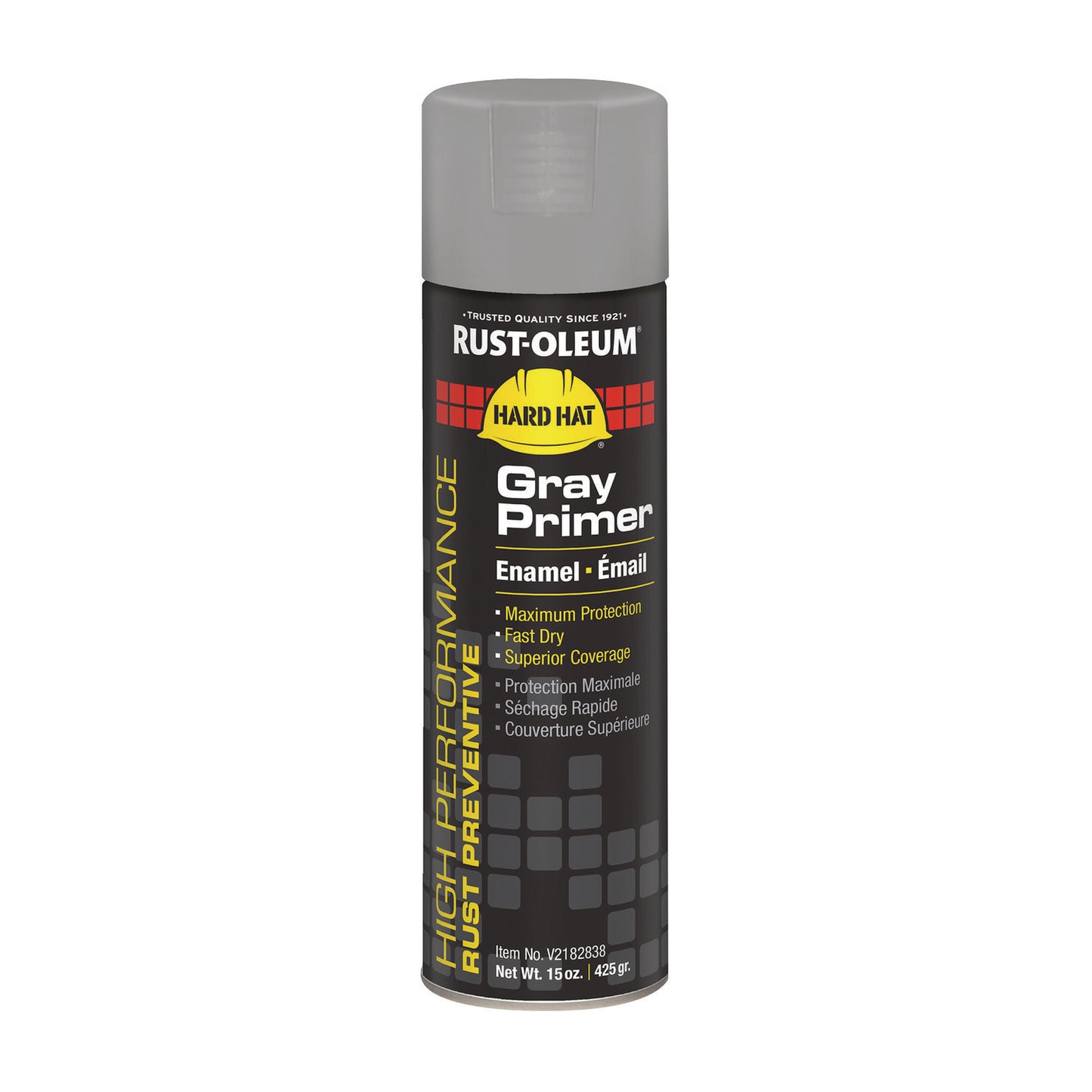 Rust-Oleum® Hard Hat High Performance V2100 System Rust Preventive Enamel Spray Primer, Flat Gray, 15 oz Aerosol Can, 6/Carton (RSTV2182838)