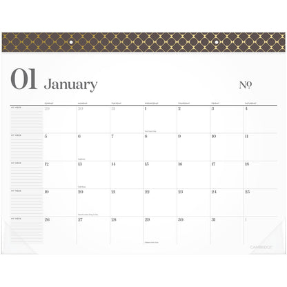cambridge-workstyle-monthly-desk-pad-calendar-21-75-x-17-white-sheets-brown-gold-headband-clear-corners-12-month-jan-dec-2025-aag160670404_1