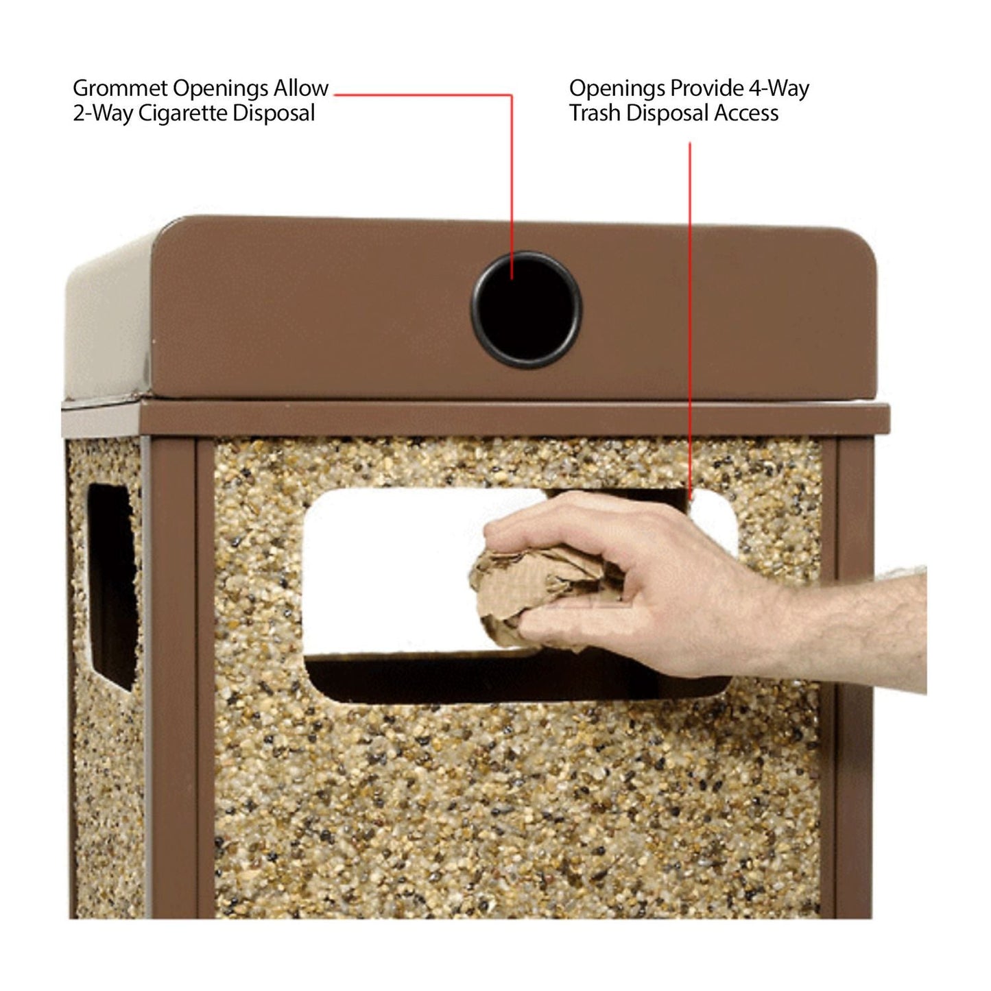 global-industrial-stone-panel-all-weather-trash-receptacle-urn-24-gal-steel-brown-gbe238241bn_2