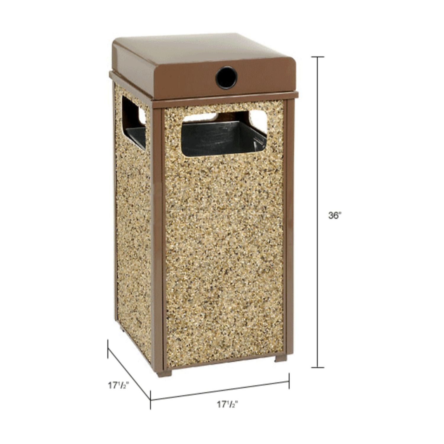 global-industrial-stone-panel-all-weather-trash-receptacle-urn-24-gal-steel-brown-gbe238241bn_4