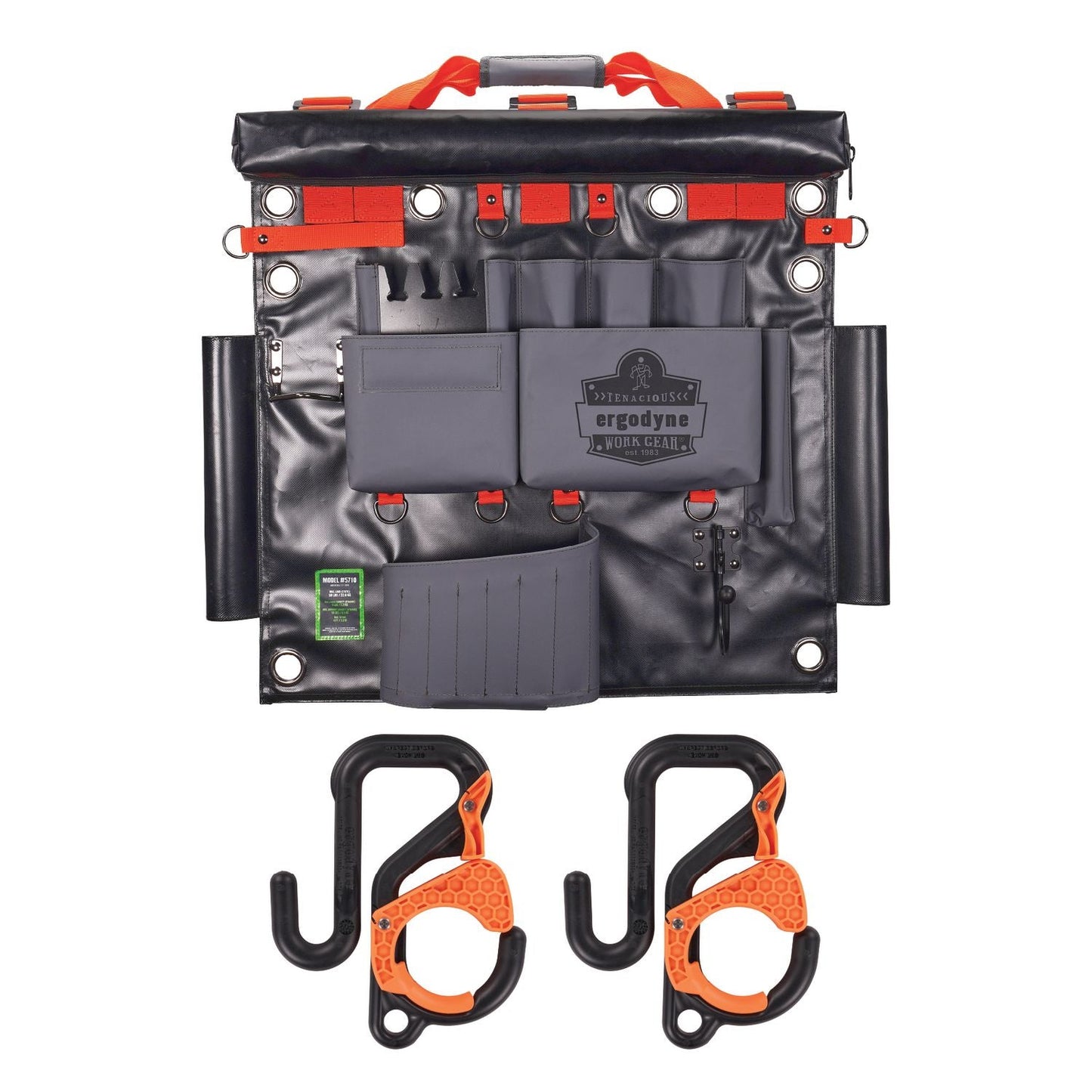 Ergodyne® Arsenal 5711 Bucket Truck Tool Board, Locking Aerial Bucket Hooks Kit, 8-Compartments, 24 x 22, Gray, Ships in 1-3 Bus Days (EGO13701)