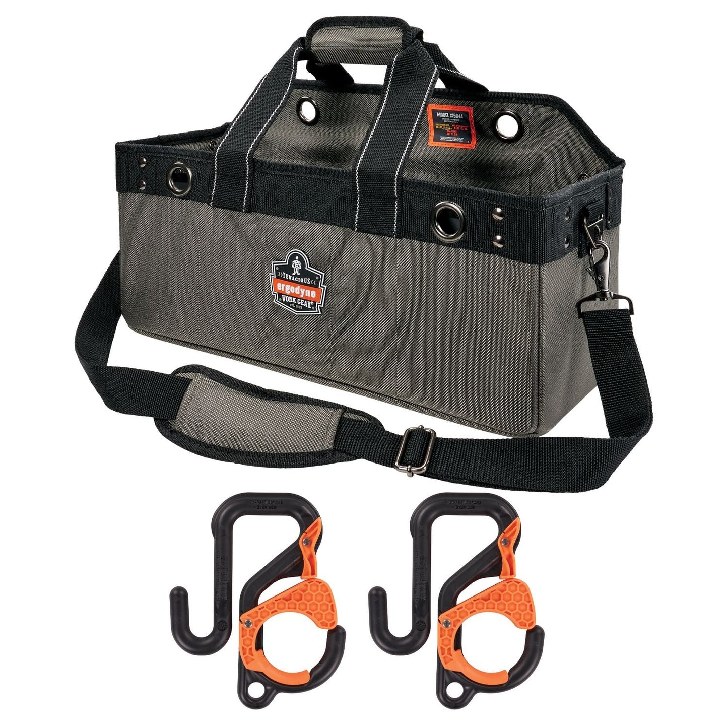 Ergodyne® Arsenal 5846 Bucket Truck Tool Bag, Locking Aerial Bucket Hooks, 11 Comp/5 Grommets, 18x7.5x7.5, Gray, Ships in 1-3 Bus Days (EGO13747)