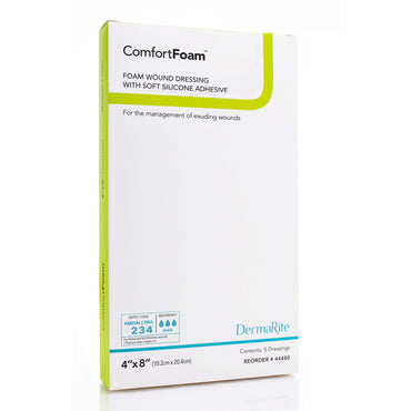 ComfortFoam™ Border Foam Dressing 4 X 8 Inch With Border Waterproof Backing Silicone Adhesive Rectangle Sterile (946494_BX)