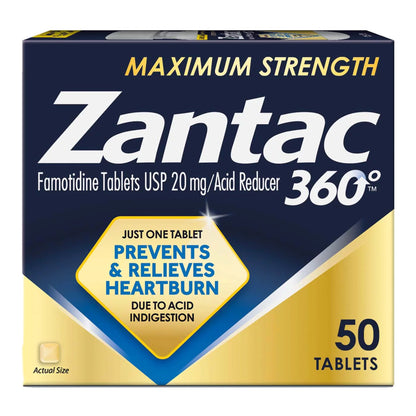 Zantac 360°® Maximum Strength Antacid 20 mg Strength Tablet 50 per Bottle (1230702_BT)