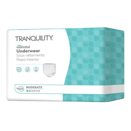Tranquility® Essential Unisex Adult Absorbent Underwear Pull On with Tear Away Seams X-Large Disposable Moderate Absorbency (884712_CS)