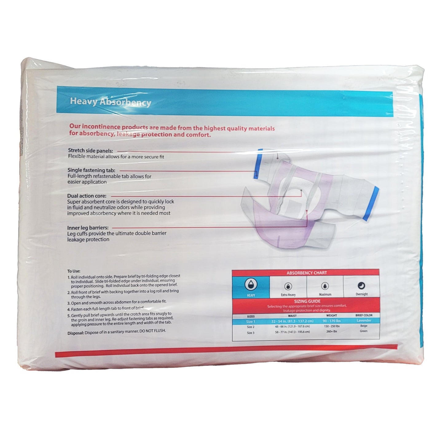 Wings™ Plus Unisex Adult Incontinence Brief Size 1 Disposable Heavy Absorbency (1214301_BG)