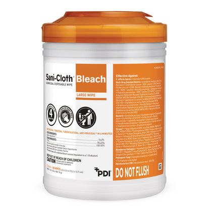 Sani-Cloth® Bleach Surface Disinfectant Cleaner Premoistened Germicidal Manual Pull Wipe 160 Count Canister Bleach Scent NonSterile (1184662_CS)