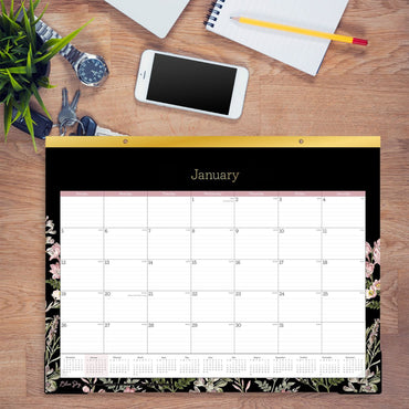 blue-sky-neveah-monthly-desk-pad-calendar-floral-artwork-22-x-17-white-black-pink-sheets-gold-headband-12-month-jan-dec-2025-bls148629_2