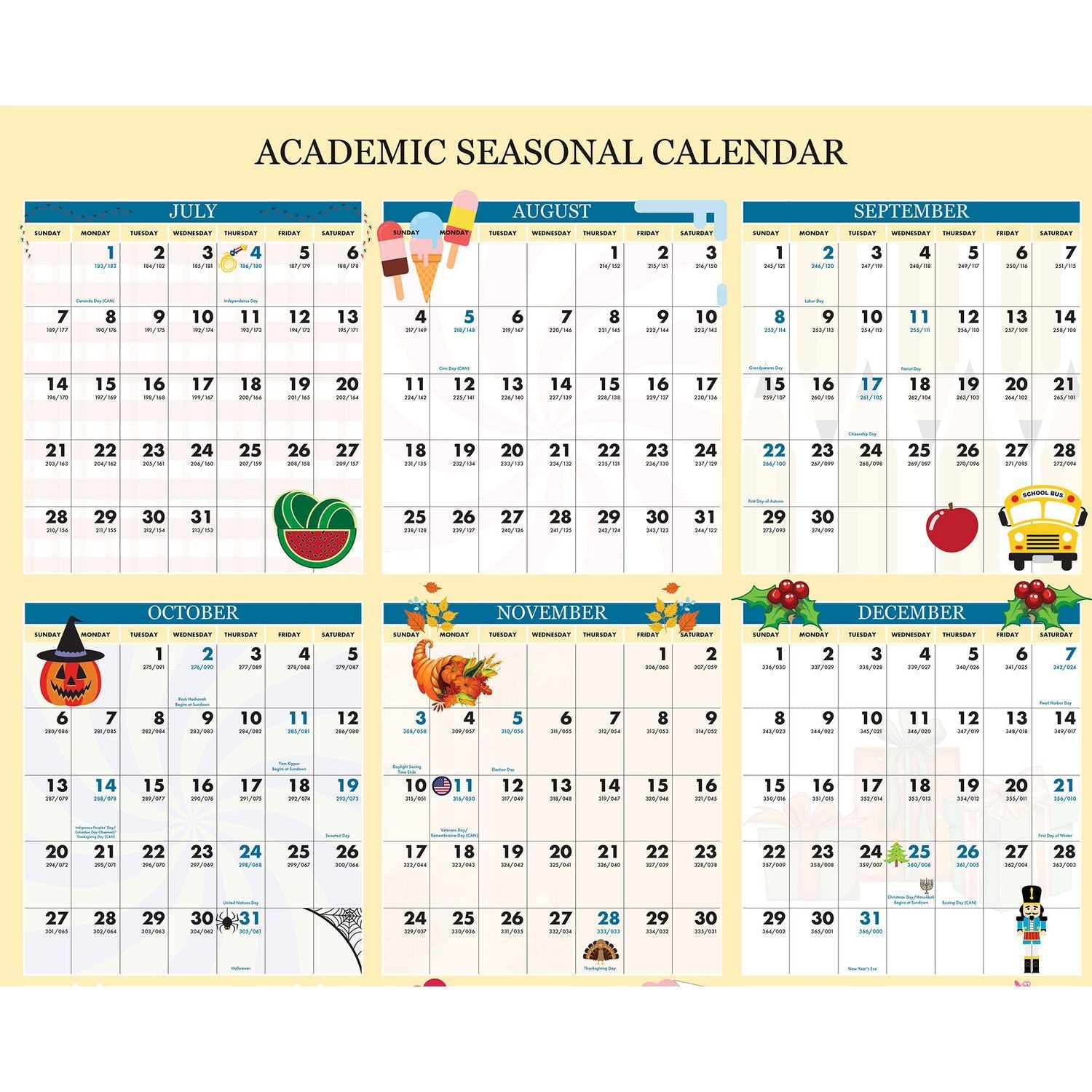 house-of-doolittle-recycled-academic-seasonal-laminated-wall-calendar-illustrated-seasons-24-x-37-12-month-july-to-june-2024-to-2025-hod39835_2