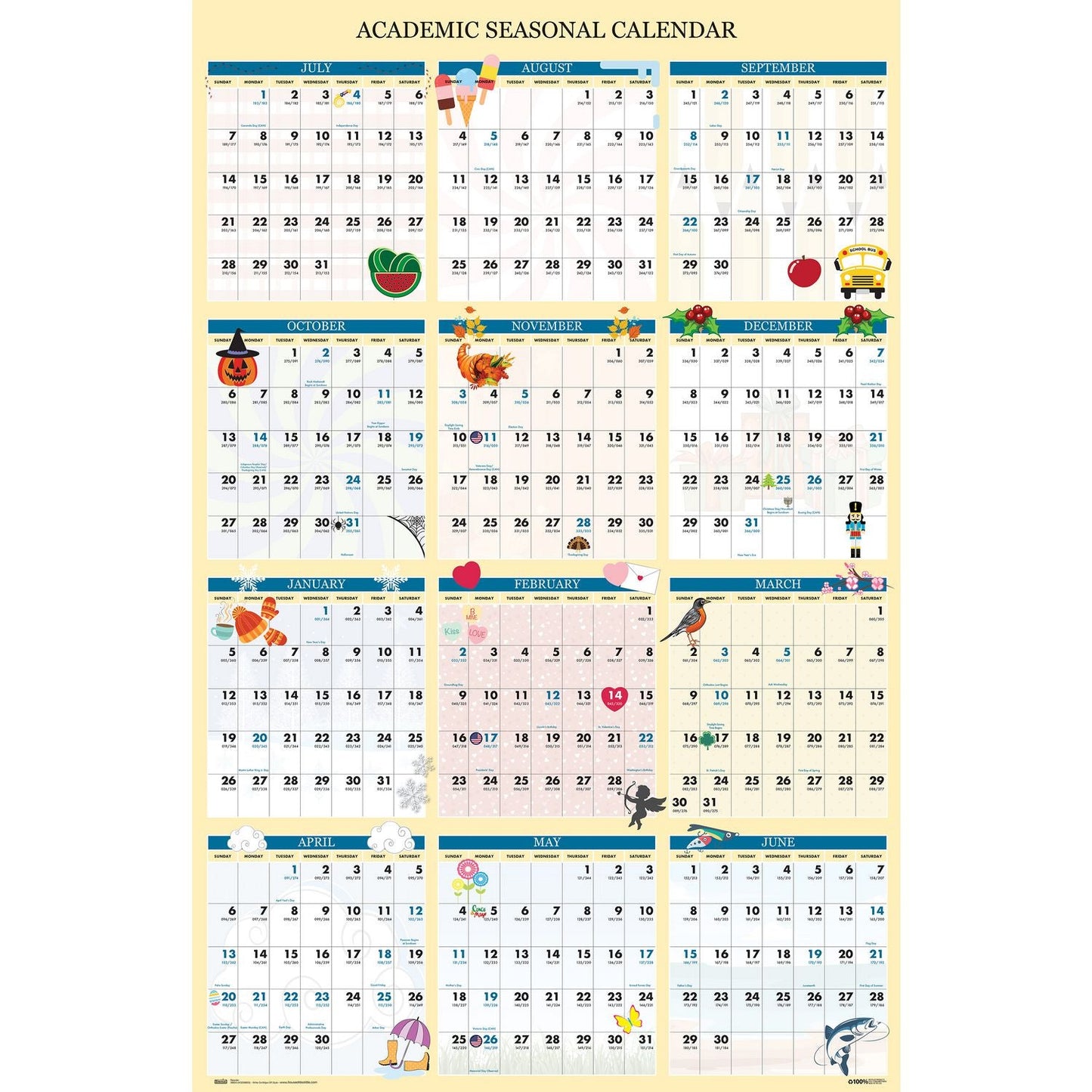 house-of-doolittle-recycled-academic-seasonal-laminated-wall-calendar-illustrated-seasons-24-x-37-12-month-july-to-june-2024-to-2025-hod39835_3