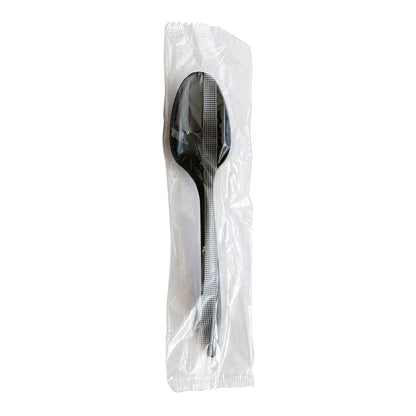 Boardwalk® Mediumweight Polypropylene Cutlery, Individually Wrapped, Spoon, Plastic, Black, 1,000/Carton (BWKSPOONBLPPIW)