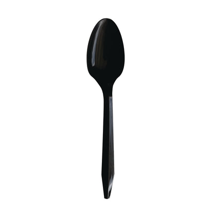 Boardwalk® Mediumweight Polypropylene Cutlery, Individually Wrapped, Spoon, Plastic, Black, 1,000/Carton (BWKSPOONBLPPIW)