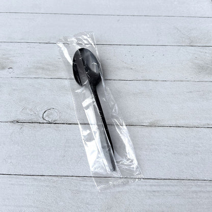 Boardwalk® Mediumweight Polypropylene Cutlery, Individually Wrapped, Spoon, Plastic, Black, 1,000/Carton (BWKSPOONBLPPIW)