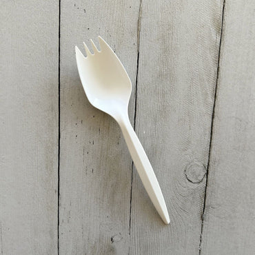 Boardwalk® Mediumweight Polypropylene Cutlery, Spork, Plastic, White, 1000/Carton (BWKSPORKWHPP)
