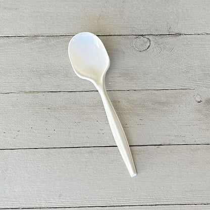 Boardwalk® Mediumweight Polypropylene Cutlery, Soup Spoon, 4.86", Plastic, White, 1,000/Carton (BWKSOUPMWPP)