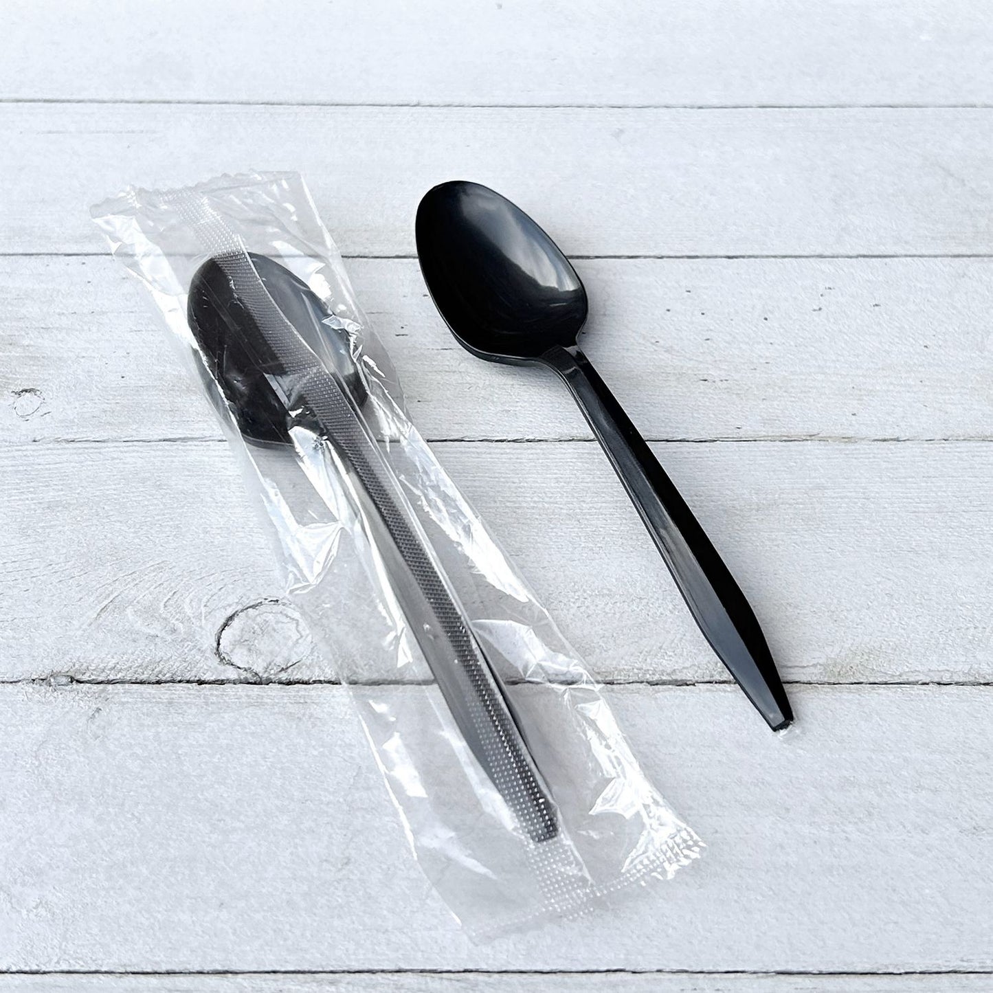 Boardwalk® Mediumweight Polypropylene Cutlery, Individually Wrapped, Spoon, Plastic, Black, 1,000/Carton (BWKSPOONBLPPIW)