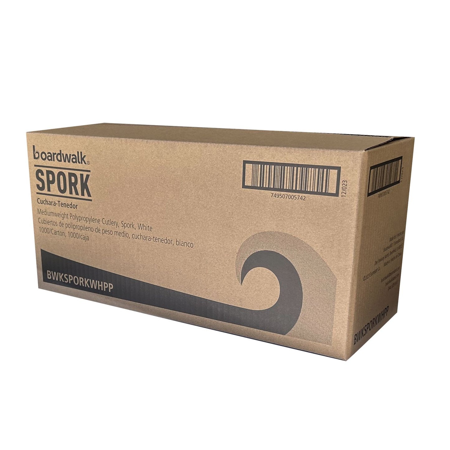 Boardwalk® Mediumweight Polypropylene Cutlery, Spork, Plastic, White, 1000/Carton (BWKSPORKWHPP)