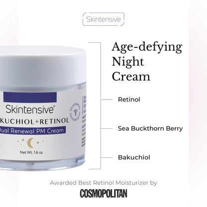 Skintensive® Bakuchiol + Retinol Dual Renewal PM Cream Facial Moisturizer 1.6 oz. Jar Unscented Cream (1267986_CS)