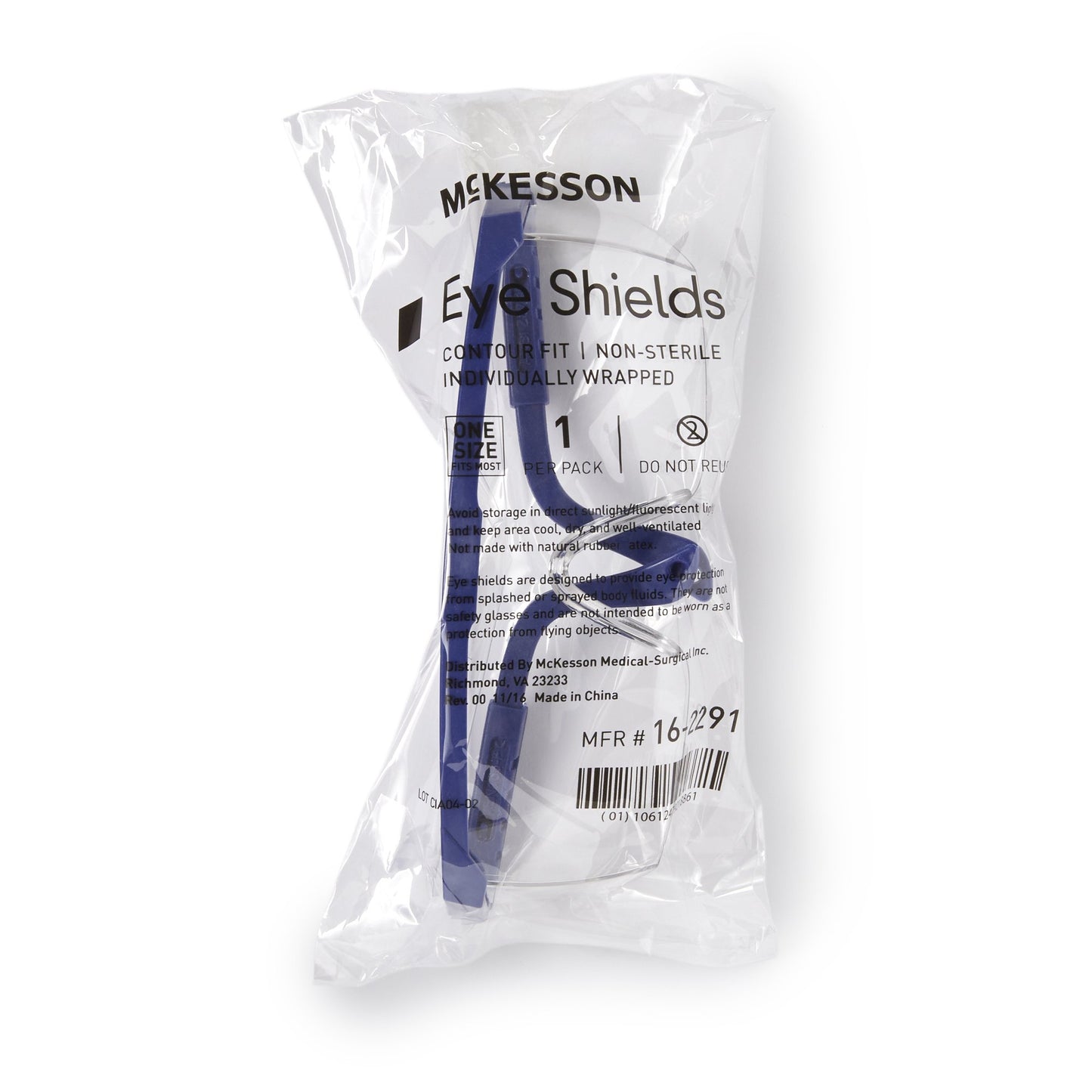 McKesson Eye Shield Side Shield Clear Tint Blue / Clear Frame Over Ear One Size Fits Most (1052254_BX)