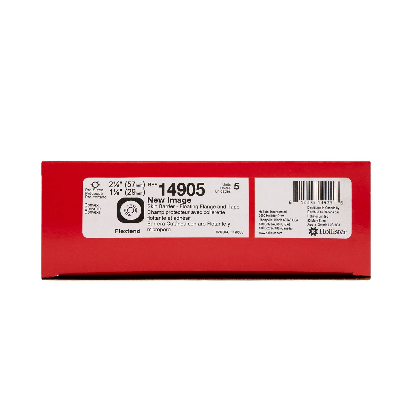 FlexTend™ Ostomy Barrier Precut, Extended Wear Adhesive Tape 57 mm Flange Red Code System Hydrocolloid 1-1/8 Inch Opening (485631_EA)