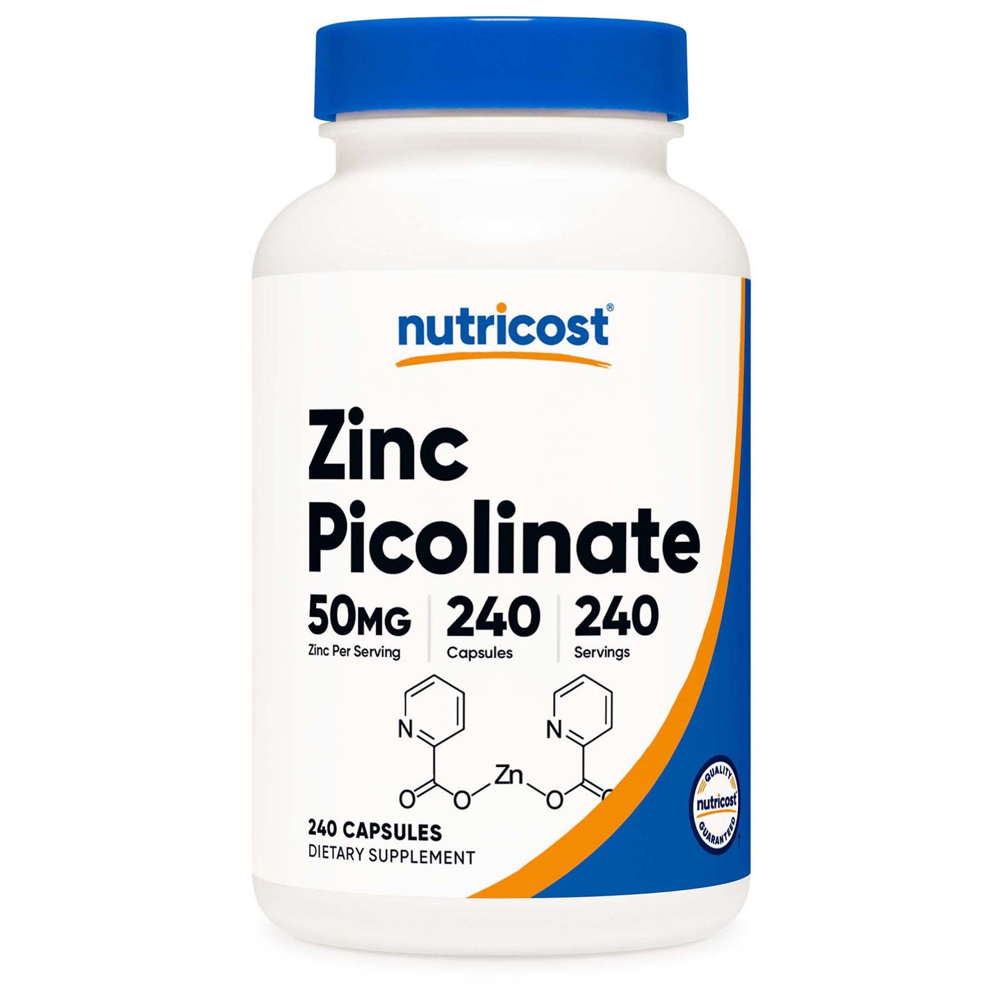 nutricost® Dietary Supplement Zinc Picolinate 50 mg Strength Capsule 240 Per Bottle (1270263_CS)