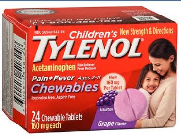 Children's Tylenol® Children's Pain Relief 160 mg Strength Acetaminophen Chewable Tablet 24 per Box (1121087_BT)