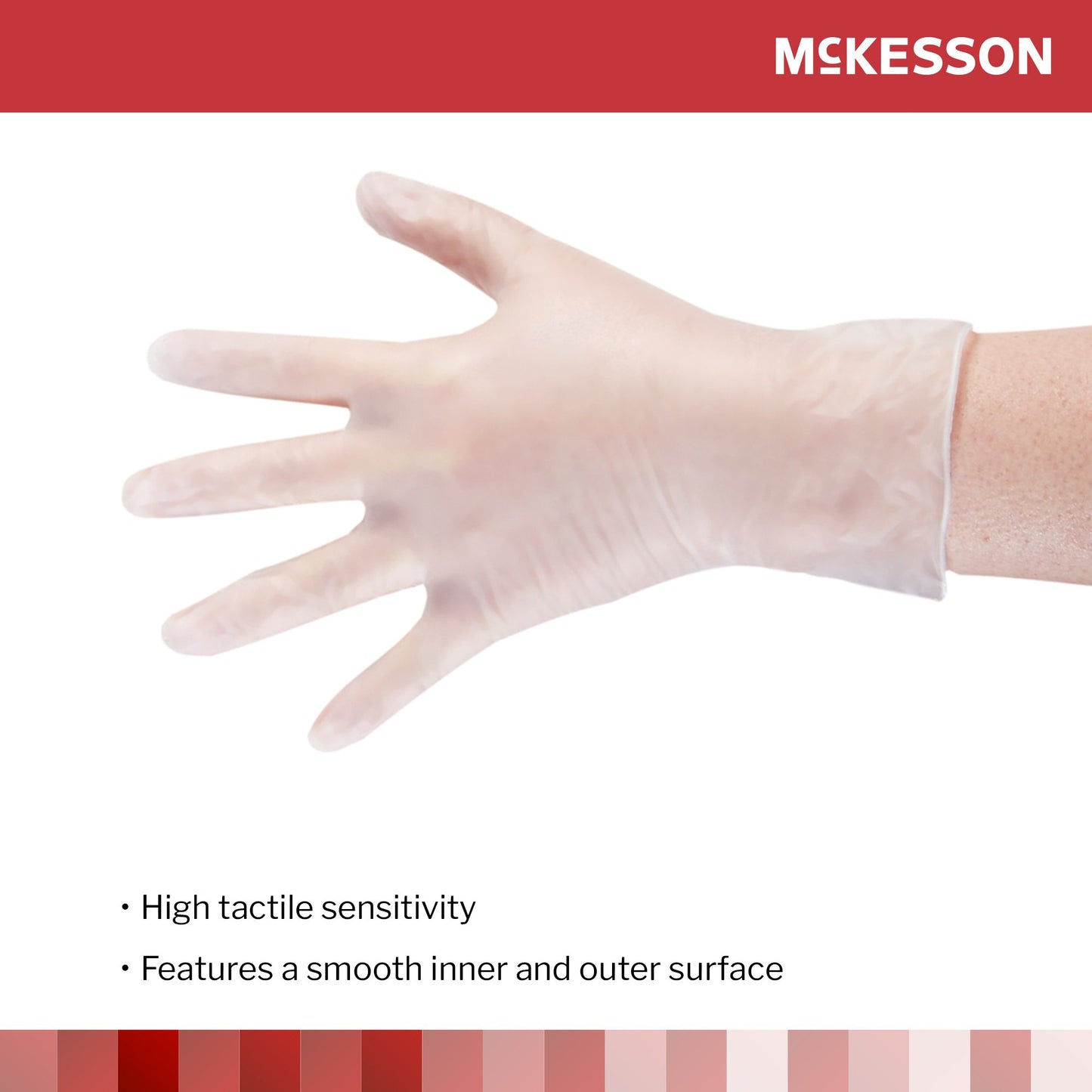 McKesson Confiderm® Exam Glove X-Large NonSterile Vinyl Standard Cuff Length Smooth Clear Not Rated (871025_CS)