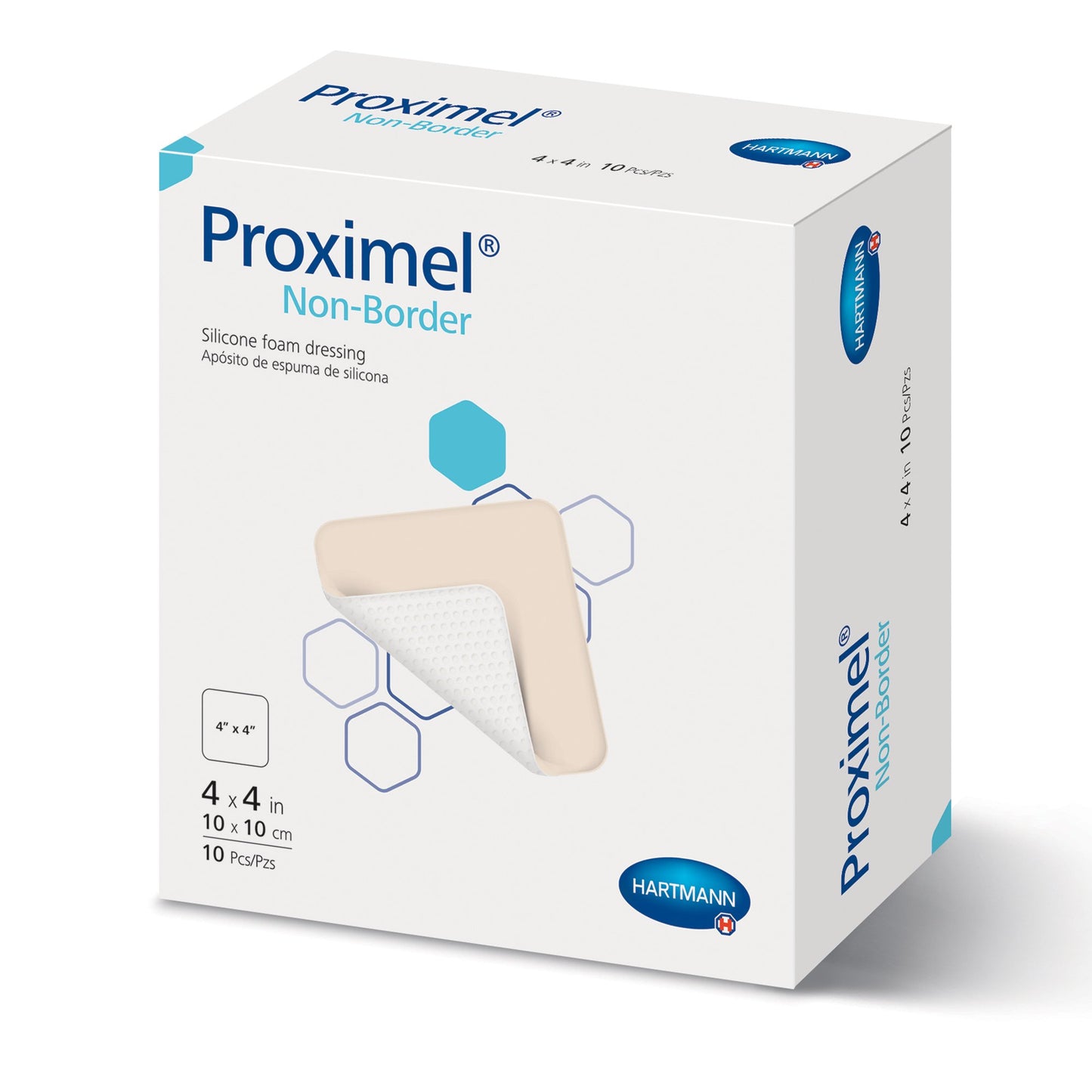 Proximel® Non-Border Foam Dressing 4 X 4 Inch Without Border Waterproof Backing Silicone Face Square Sterile (1242750_EA)