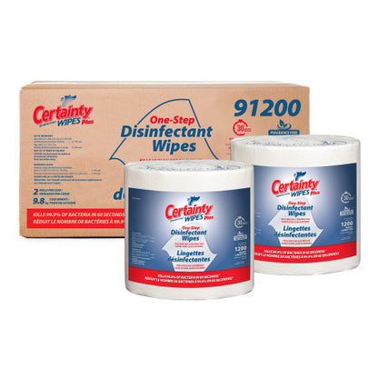 Certainty® Plus Disinfectant Wipes Large Roll, 8” x 6”, 1200 Wipes/Roll, 2 Rolls/Case (HOS91200)