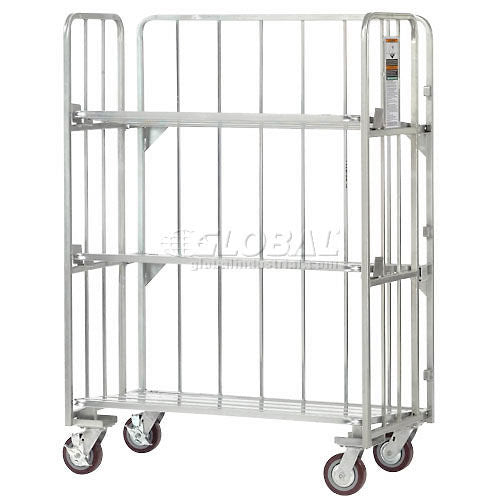 Global Industrial Folding Truck w/Slat Shelves, 2000 lb. Capacity, 48"L x 26"W x 68"H, Silver (WB912134)