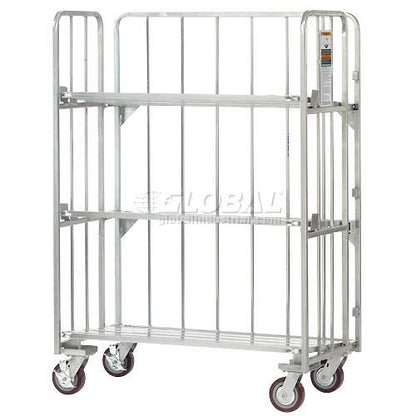 Global Industrial Folding Truck w/Slat Shelves, 2000 lb. Capacity, 48"L x 26"W x 68"H, Silver (WB912134)