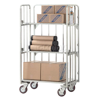 Global Industrial Folding Truck w/Solid Shelves, 2000 lb. Cap, 38"L x 25"W x 66"H, Silver (WB912138)